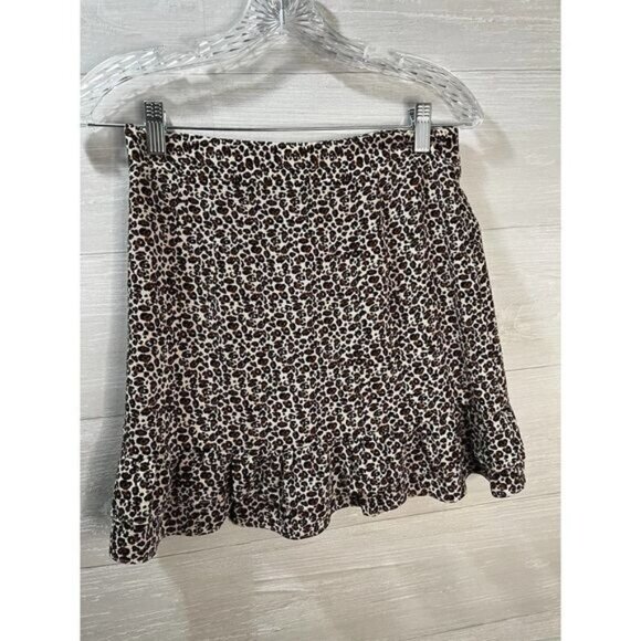 AQUA Flounce-Hem Leopard Print Skirt Small - Picture 3 of 7
